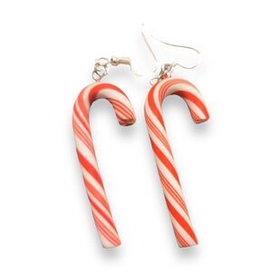 New Holiday Christmas Candy Cane Earrings Red White Stripe Cute Party Gift